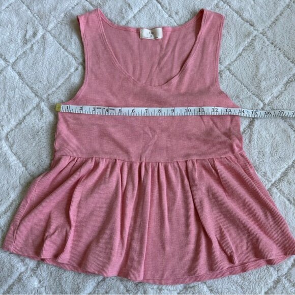 T.La X Anthropologie | Pink Ribbed Striped peplum Knit Tank Top | Size Small - Picture 10 of 11